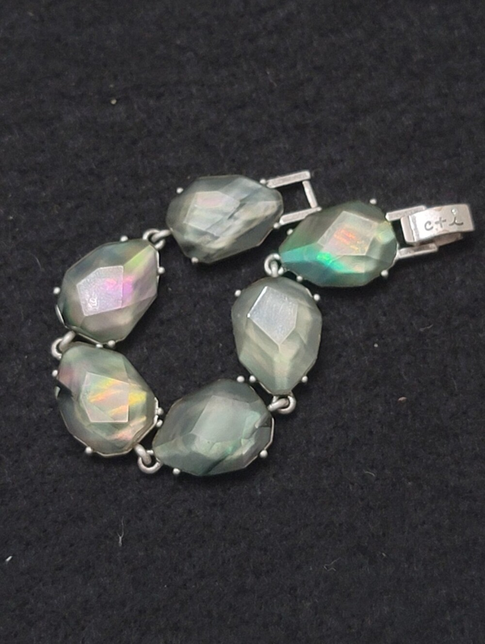 Chloe & Isabel Grey Abalone Aurora Borealis Faceted Acrylic Stone Bracelet
